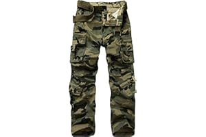 JESSIE KIDDEN Men's BDU Casual Military Pants, Tactical Wild Army Combat ACU Rip Stop Camo Cargo Work Pants Trousers with 8 Pockets