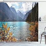 Ambesonne Landscape Shower Curtain, Lake Louise