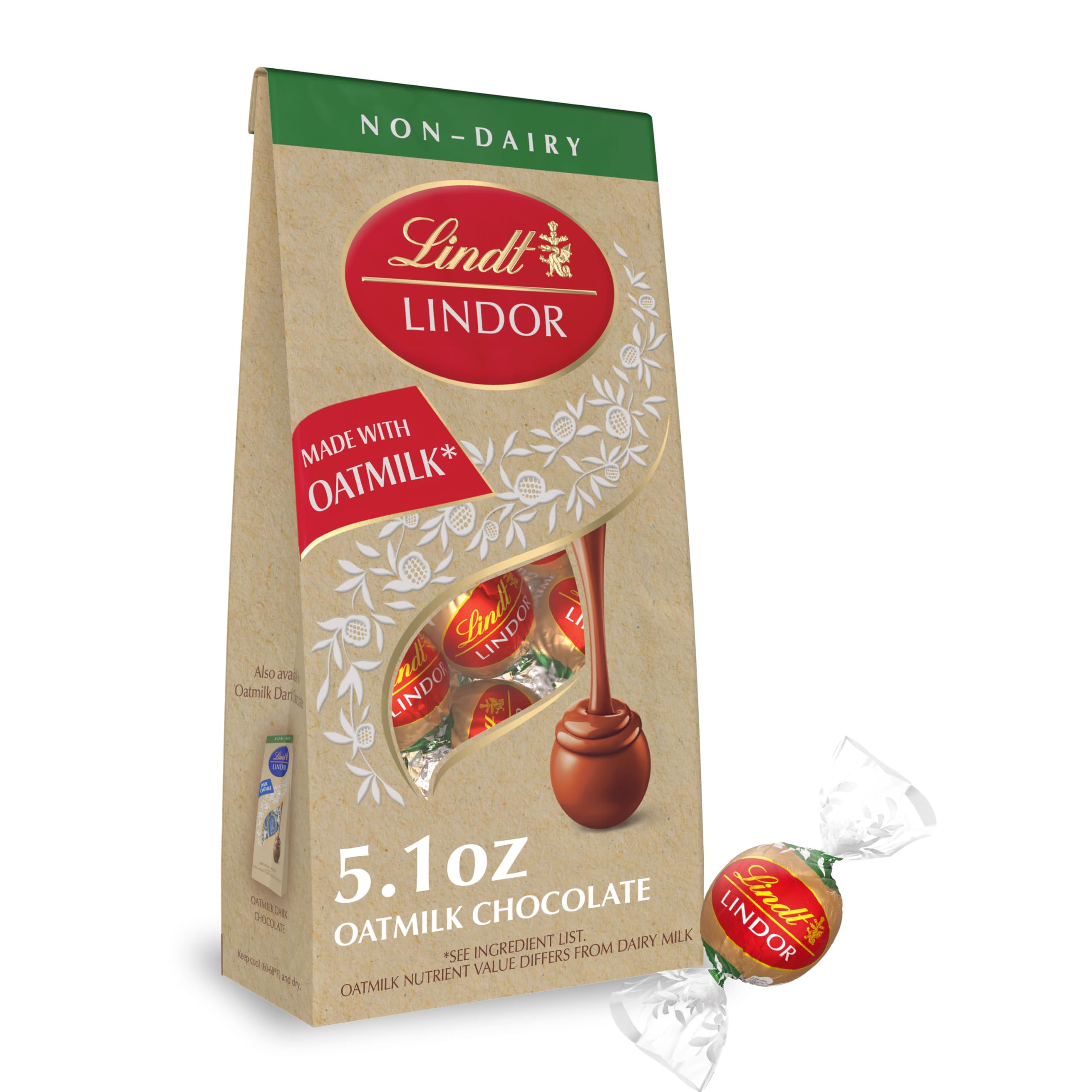 Photo 1 of **5pack*Lindt LINDOR OatMilk Chocolate Candy Truffles, Non-Dairy Chocolate Truffles with Smooth, Melting Truffle Center, 5.1 oz.