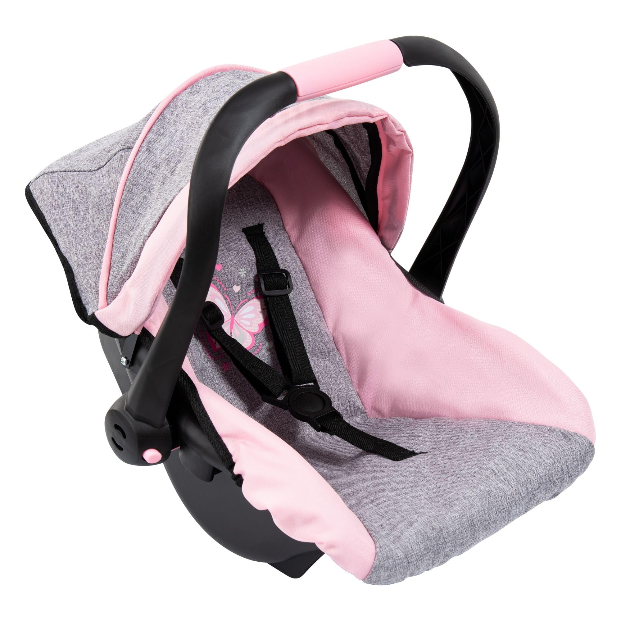 Bayer Deluxe Dolls Car Seat - Baby Doll Travel Car Seat with Sun Canopy - Ergonomic Handle, Safety Seat Belt, Doll Accessories for 46cm Dolls - Role Play Birthday Gifts for Girls, Boys