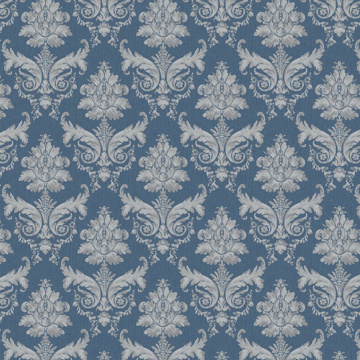MyTinyWorld Pack of 5 Dolls House Grey On Blue Leaf Damask Wallpaper Sheets