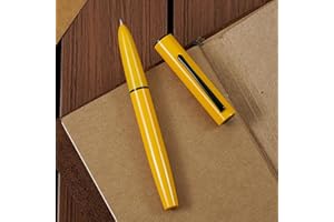 HONG DIAN Hongdian C1 Fountain Pen Extra Fine Nib, Lemon Yellow & Classic Retro Design Metal Pen with Ink Converter