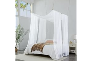 WARM HOME DESIGNS Lot de 2 rideaux à baldaquin blancs et blancs de 140 x 730 cm (731,5 cm). 2 rideaux à baldaquin de lit king