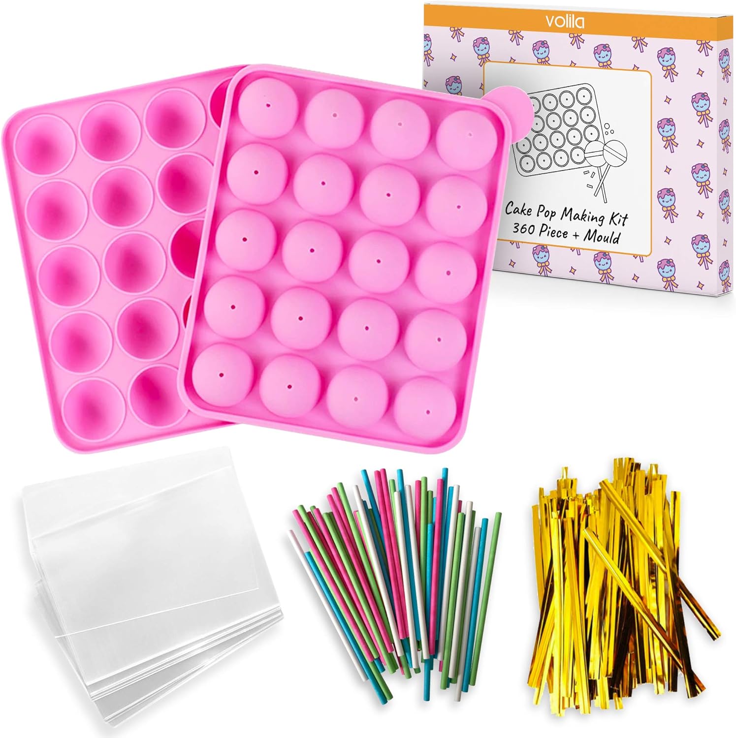 Cake Pop Baking Kit and Decoration Set Including, Moulds, Sticks and