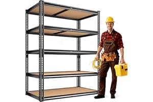 ROOMFAVE 2050LBS Storage Shelves Heavy Duty 5 Tier Garage Storage Shelving, Adjustable Metal Shelving Unit Utility Rack Shelf for Warehouse, Pantry, Closet, Kitchen 72" H x 35.56" W x 16" D, Black