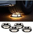 LUTEC 4 Pack Solar Driveway Lights, 12 LEDs IP67 Waterproof Solar Deck Lights, Outdoor Solar Dock Lights Driveway Marker Lights for Step, Sidewalk, Pathway, Patio, Garden(Warm White)