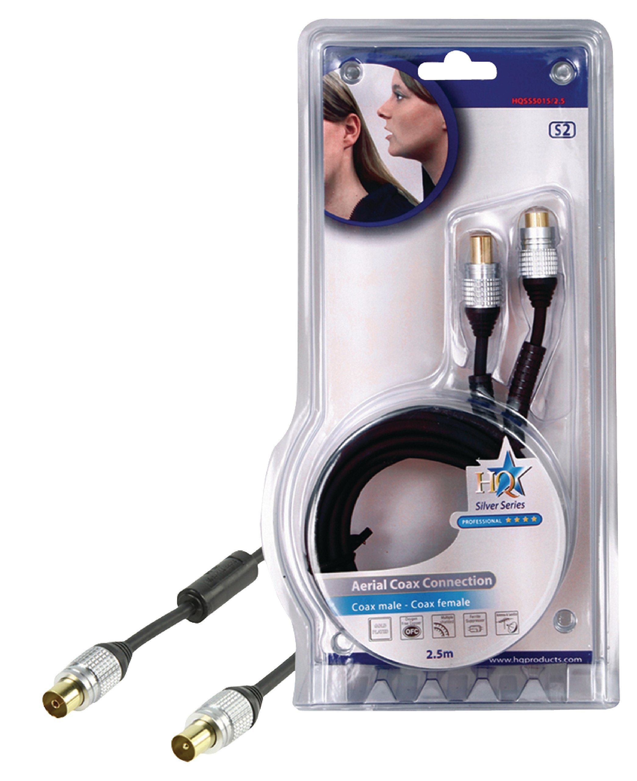 HQ 2.5m Coax Cable with Gold Plated Plugs