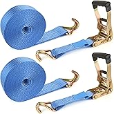 2 Pack 2 Inch Ratchet Straps Heavy Duty 20ft Tie Down Straps Ratchet with Double J Hook, 8000 LBS Break Strength, Cargo Ratchet Straps for Truck, Trailers, Kayaks, Car Roof