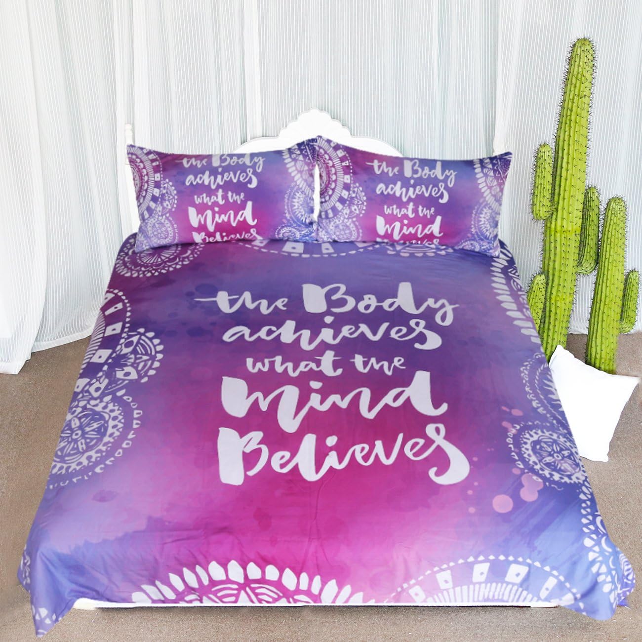 Arightex Abstract Watercolor Duvet Cover 3 Piece Pink Purple Bedding Girly Bed Sets Super Soft Summer Bedspread (Twin)