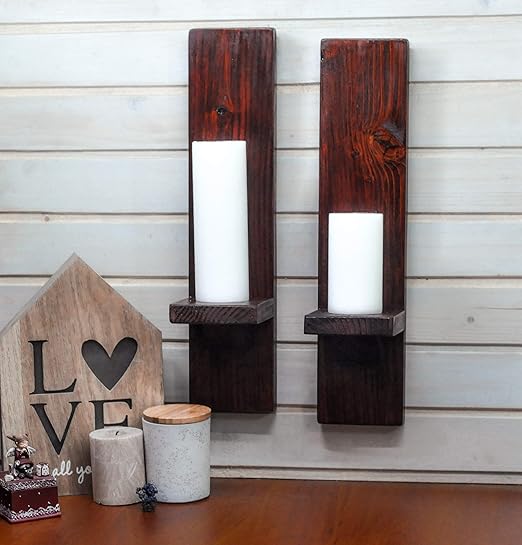 Amazon Com Rustic Wall Sconces Or Candle Holders In Dark Cherry