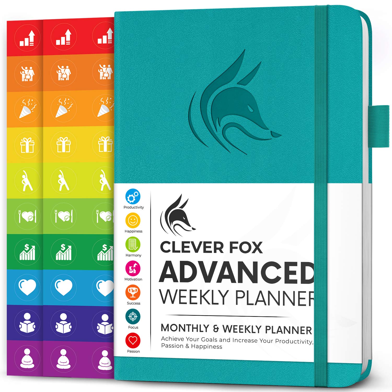 Clever Fox Advanced Weekly Planner – Undated Life Goal Planner for Daily Productivity & Time Management – Day Organizer Journal – Hardcover A5, Turquoise