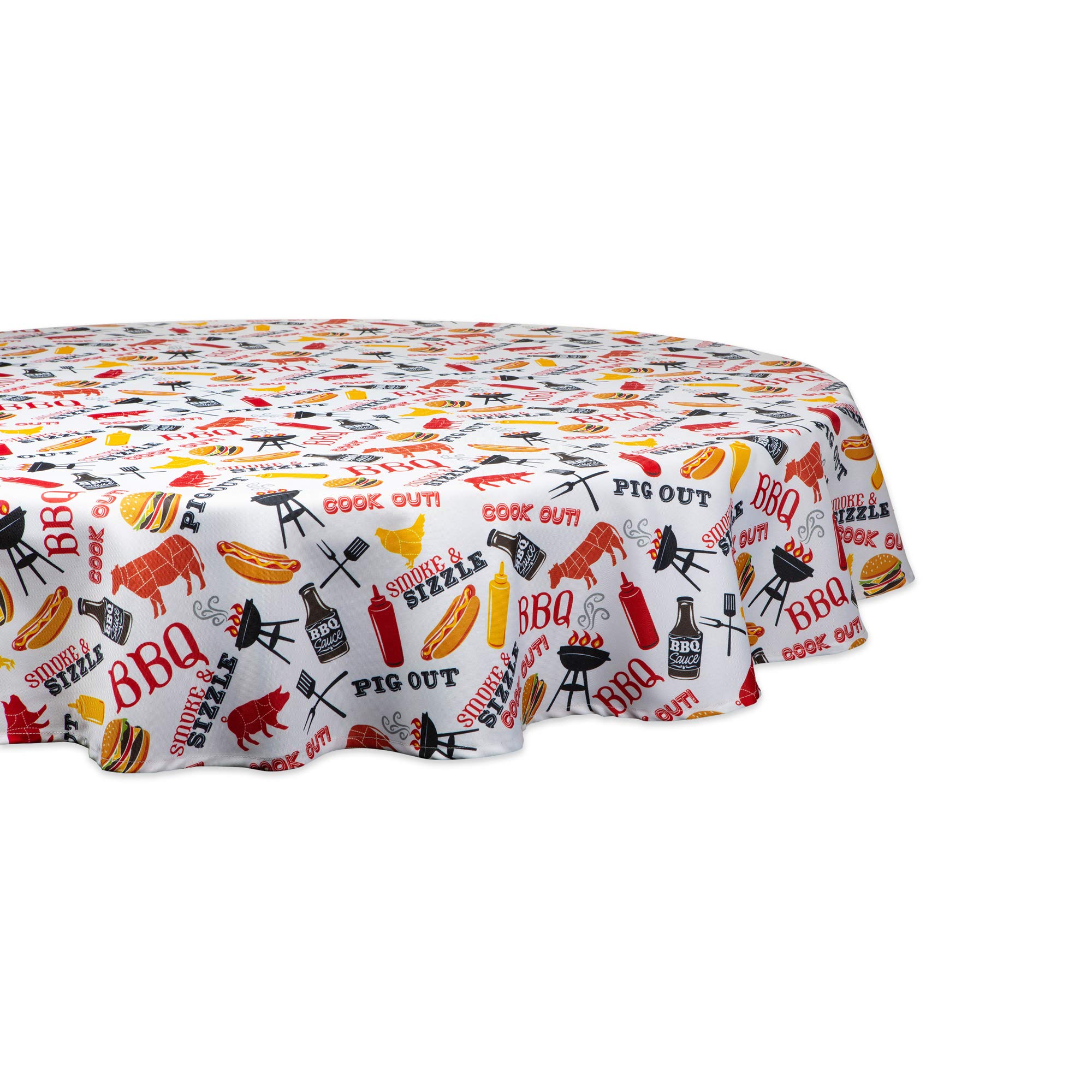 DII CAMZ11187 Spring & Summer Tablecloth, Spill Proof and Waterproof for Outdoor or Indoor Use, Host Backyard Parties, BBQs, & Family Gatherings, 60" Round, Barbeque