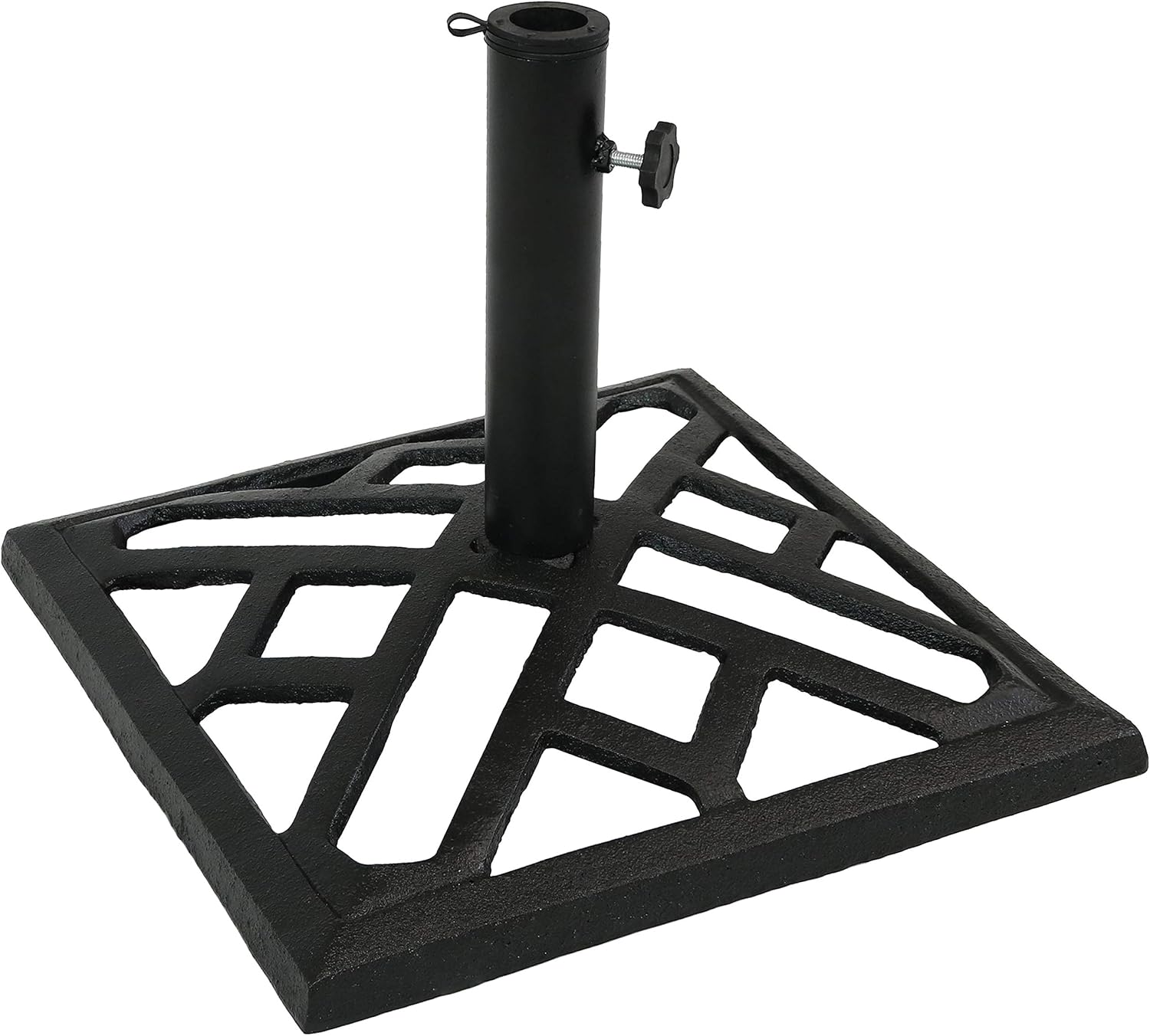 Amazon Com Sunnydaze Outdoor Patio Umbrella Base Stand Cast Iron Heavy Duty Umbrella Base Decorative Modern Geometric Design 17 Inch Square Garden Outdoor