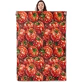 UNDAHIS Juicy Tomato Blanket, Soft Warm Cozy Sweet Fresh Tomatoes Throw Blanket Gifts for Adults Kids Women, Lightweight Fuzzy Comfy Flannel Blankets for Couch, Travel, Bed, House Decor 60×50 Inch