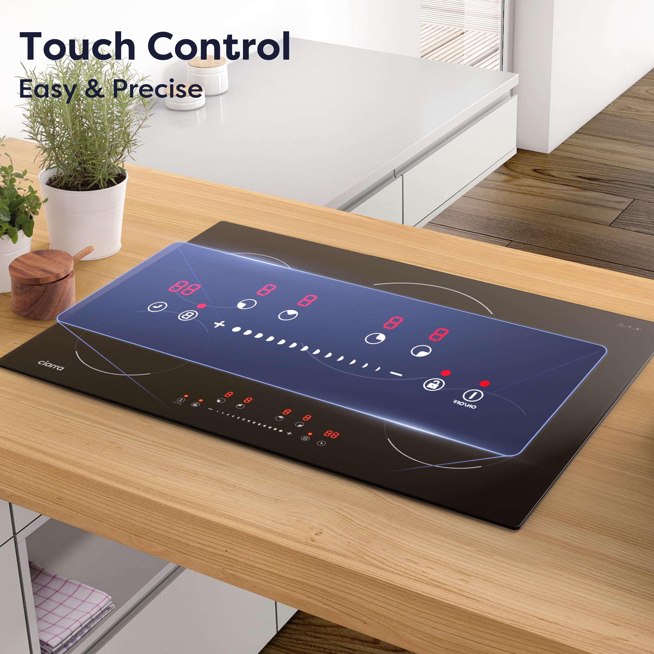 CIARRA 30 inch Induction Cooktop 4 Burners, 8200W Built-in Induction Stovetop with Booster, Timer & Safety Lock