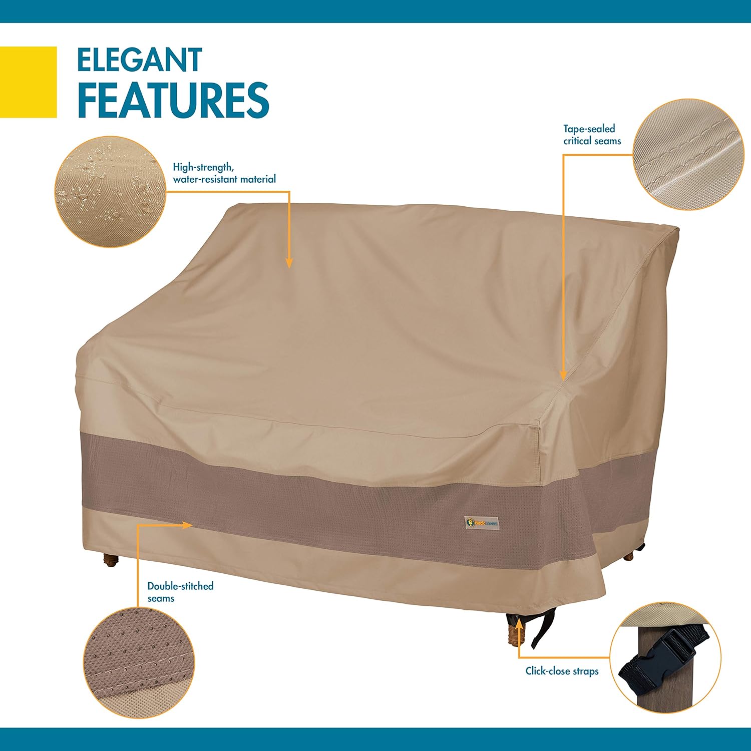Duck Covers Elegant Water-Resistant 52” Inch Patio Loveseat Cover: Automotive