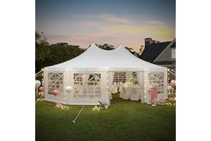 EROMMY 29x23ft Party Tent, White Wedding Tent, Dodecagonal Heavy Duty Canopy with Removable Sidewalls, 10 Church Windows and 2 Pull-Back Doors, Outdoor Gazebo Pavilion Shelter Tent for Party, Event