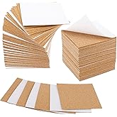 JAPCHET 200 PCS 4 x 4 Inches Self Adhesive Cork Sheets Squares, 1 mm Cork Board Cork Board Backing Tiles for DIY Coasters and Craft Decorations
