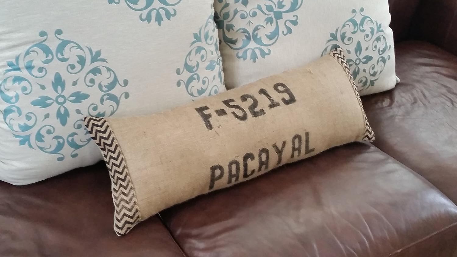 Amazon Com Reclaimed Burlap Coffee Bean Bag Pillow With Chevron