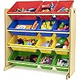Humble Crew, Natural/Primary Kids' Toy Storage Organizer with 12 Plastic Bins, 34*35*15.5inch