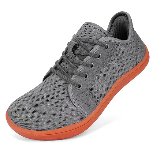 BibHoly Wide Barefoot Shoes Mens Womens Slip on Casual Walking Shoes Mesh Hands-Free Loafers Lightweight Minimalist Wide Fit Zero Drop Trail Running Grey