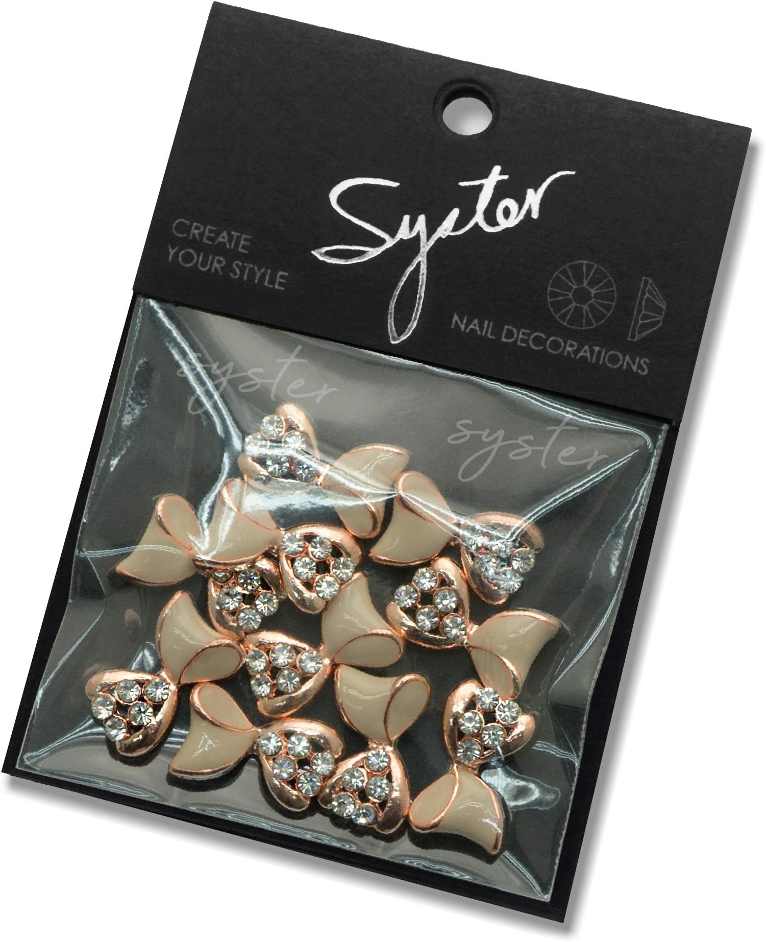10 Pcs/Rose Gold Bows/Design Nail Art Decoration Alloy/Pearl Jewelry Rhinestone S1071