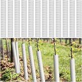 Nuenen 12 Pcs Tree Guards Tubes Trunk Protector PP Tree Bark Wraps, White | Corrugated Plant Protector Sleeve, 15.75 x 1.96 Inch, for Tree Saplings Seedlings from Deer, Rodents, Mowers, Trimmers