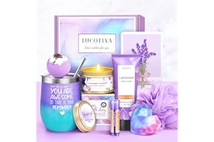 LUCOTIYA Birthday Gifts for Women, Gift Basket Women Wine Tumbler Self Care Package Mom, Bestie, Her, Sister, Wife, Auntie, Thank You