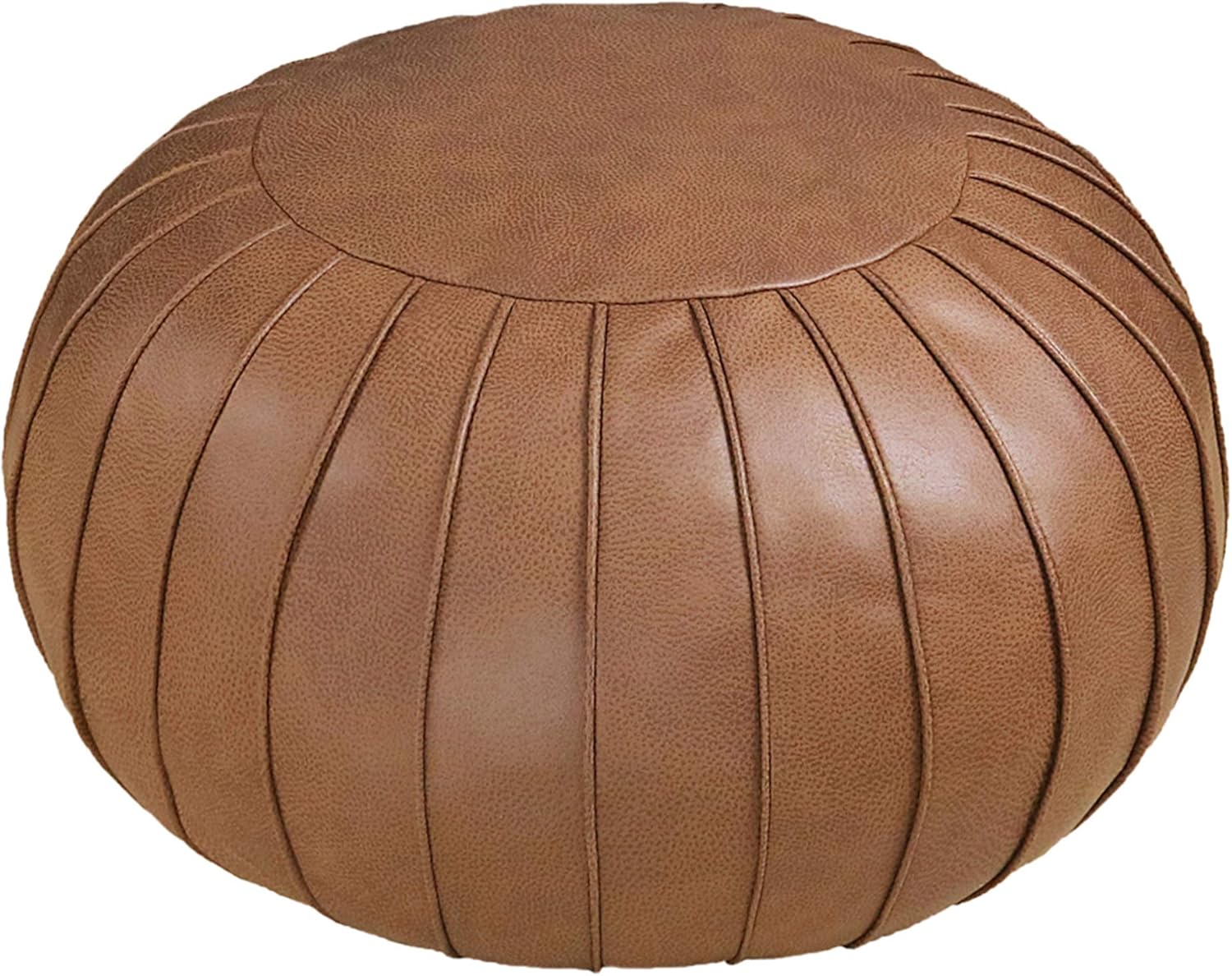Thgonwid Handmade Suede Pouf Footstool Ottoman Faux Leather Poufs 23" x