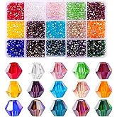 MissAudrey 1800pcs 4mm Bicone Crystal Beads for Jewelry Making Wholesale Faceted Bicone Glass Beads for DIY Bracelets Necklaces Earrings Suncatcher Craft Beading with Container Box (15 AB Colors)