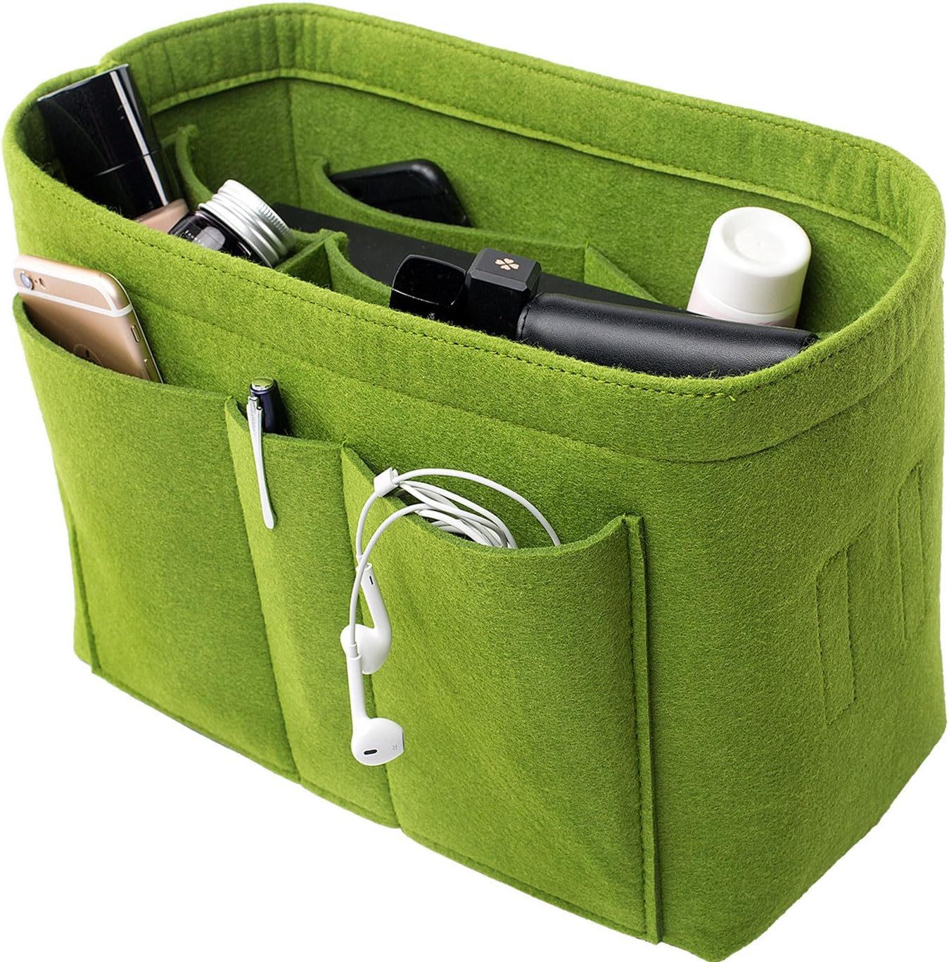 Felt Insert Bag Organizer Purse Organizer, Handbag Bag in Bag for Speedy Neverful Longchamp,Medium,Green(style 1)