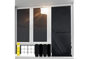 Pycoal Blackout Shades, 100% Blackout Blinds for Bedroom Windows 157" X 57" Portable Black Out Shades Travel Blackout Curtains No Drill Heat Insulation Blackout Window Cover for Nursery, Dorm, Office
