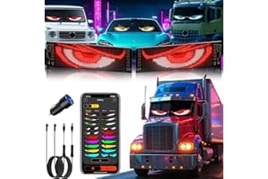 YOUBISON 2PCS 5"x23" Devil Eyes Light Sign for Cars, Led Eyes Animated for Car Truck Windshield, DIY Dynamic Programmable Led Windshield Eyes with App Control for Windows of Cars SUVs Small Medium Trucks