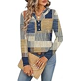 Chulianyouhuo Womens V Neck Long Sleeve Tops Button Fall Boho T Shirts 2026 Dressy Casual Tunic Blouse