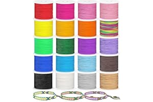 1000Yards Nylon String for Bracelets, BetterJonny 20 Rolls 0.8mm Chinese Knotting Cord Nylon Beading String Thread for Kumihi