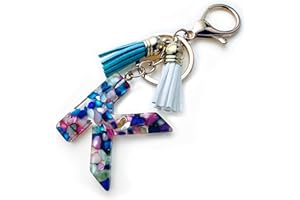 Fario Alphabet Initial Letter A-Z Keychains for Women Tassel Pendant Key Ring for Purse Handbags Women Girl