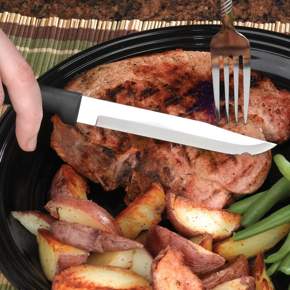 Rada Cutlery Utility Steak Knives Gift Set Stainless Steel Knife Made in the USA, Set of 6, Black Handle: Rada Steak Knives: Kitchen & Dining