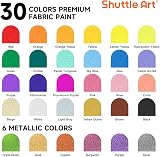 Shuttle Art Fabric Paint Permanent 30 Colours Set 60ml Multicolor with Tools view 2