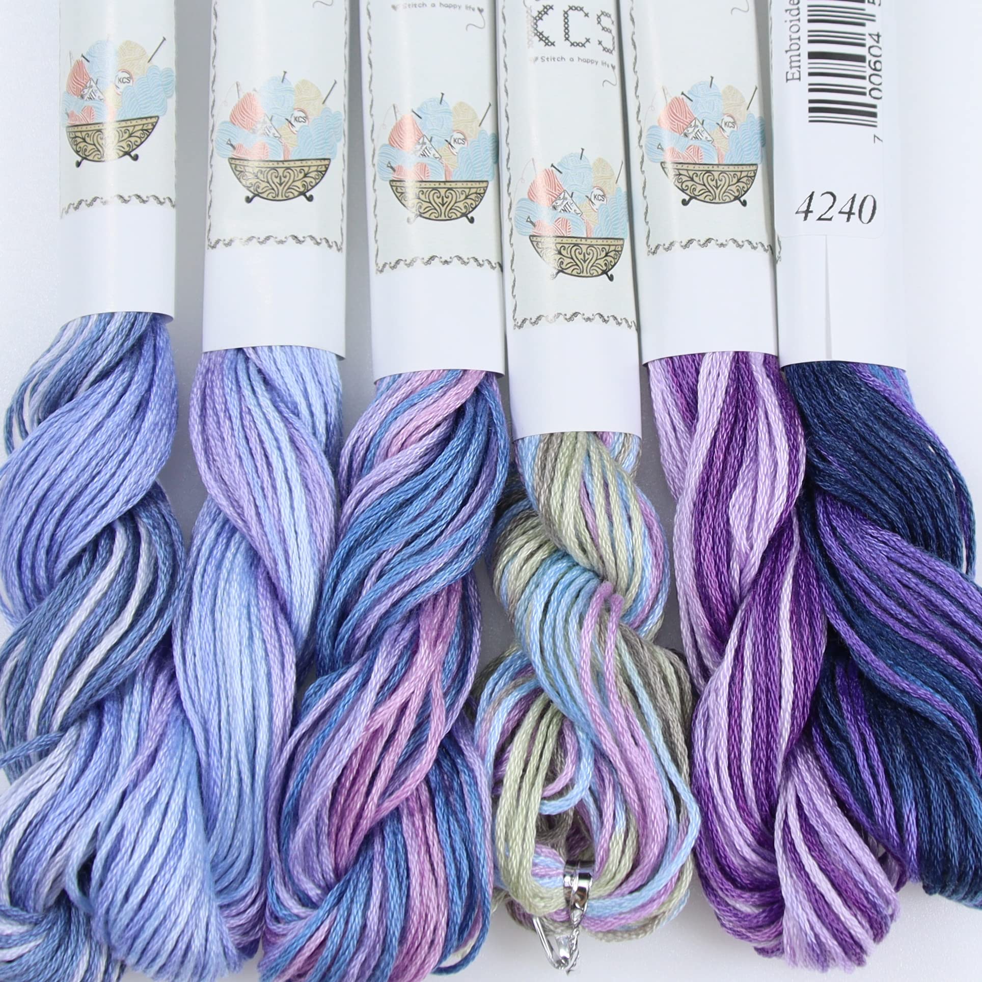 KCS Big skeins of 25 Meters/Skein Size 25 Color Variegated Cross Stitch Stranded Threads,6 skeins,20