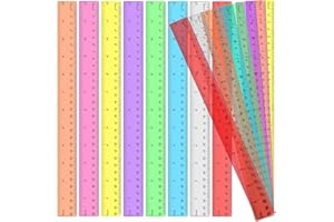eggigi 32 Pcs Clear Plastic Colored Rulers Bulk, Multicolor Plastic Rulers - 12 Inch Shatterproof Flexible Measuring Tools wi