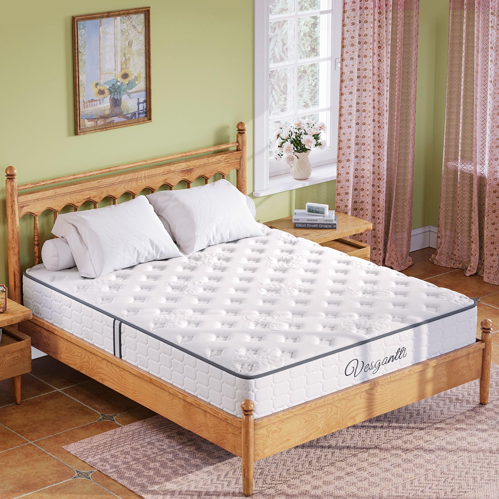 Photo 1 of Vesgantti Queen Size Mattress, 10 Inch Innerspring Multilayer Hybrid Mattress, Ergonomic Design with Breathable Foam and Pocket Spring, Tight Top Series Medium Firm Feel