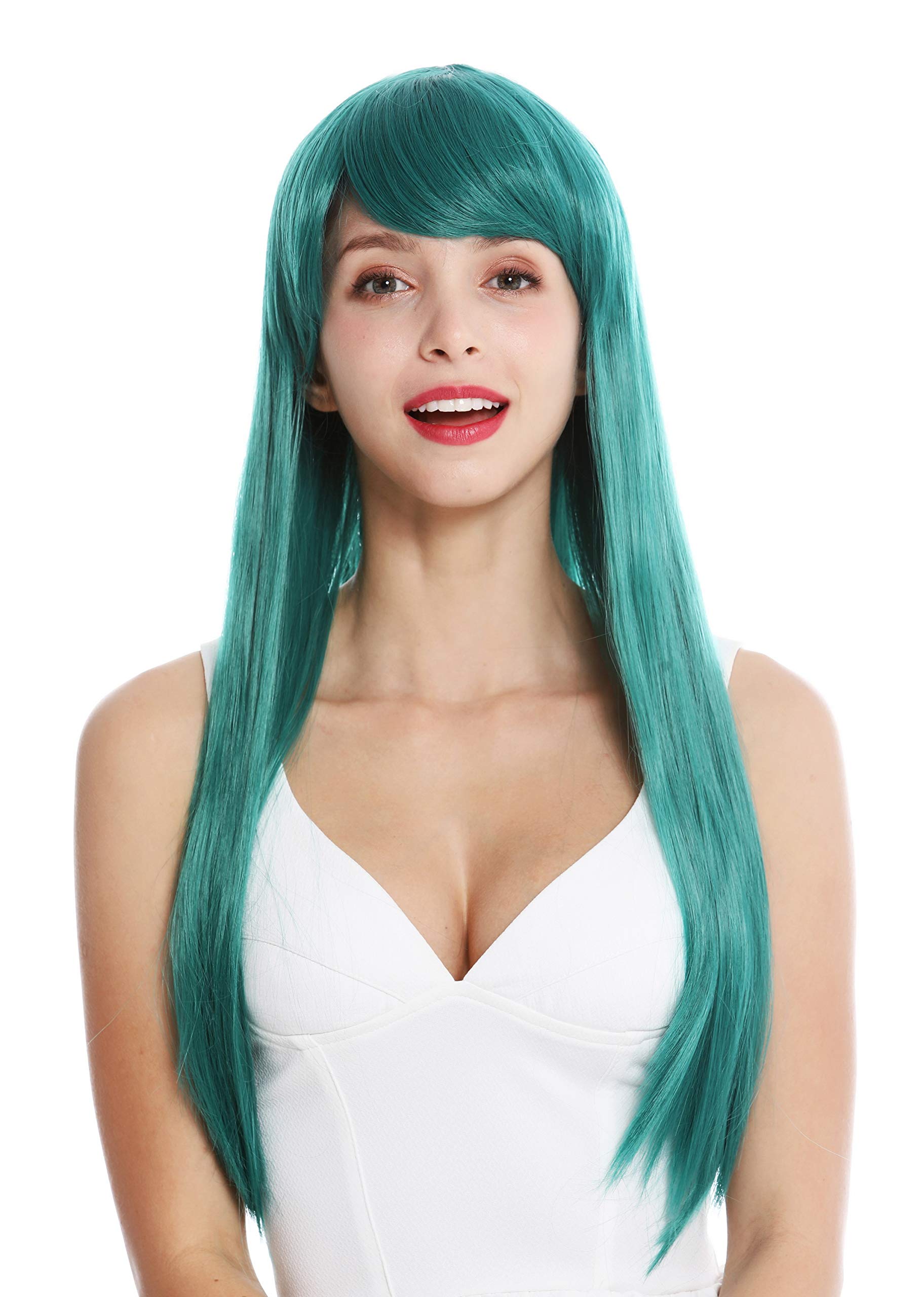 WIG ME UP - YZF-41062-BD women's quality wig Cosplay long sleek fringe parted dark turquoise green