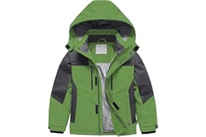 Pursky Boy's Waterproof Ski Jacket Kids Winter Snow Coats Fleece Raincoats Parka