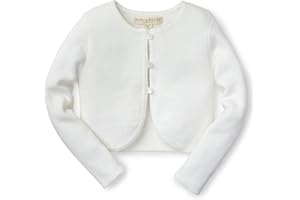 Hope & Henry Girls' Long Sleeve Dressy Cropped Cardigan Sweater