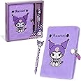 Hello Kitty Kuromi A5 Lockable Diary and Pen Set, Stationery Set - Gifts for Her (Purple)