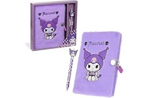 Hello Kitty Sanrio Diary with Lock and Key for Girls Teens Women Kuromi Notebook Journal Pen Gifts for Her (Purple)