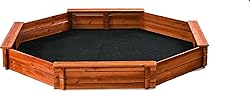 Octagon Wooden Cedar Sand Box w Seat Boards