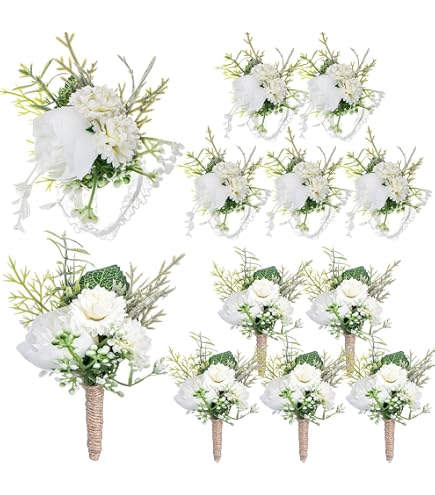 Lot De 12 Boutonnières Roses Pour Marié - Épingle à Revers Gris Argenté - Taille 9x3.5cm - Décoration Mariage, Costume, Cérémonie
