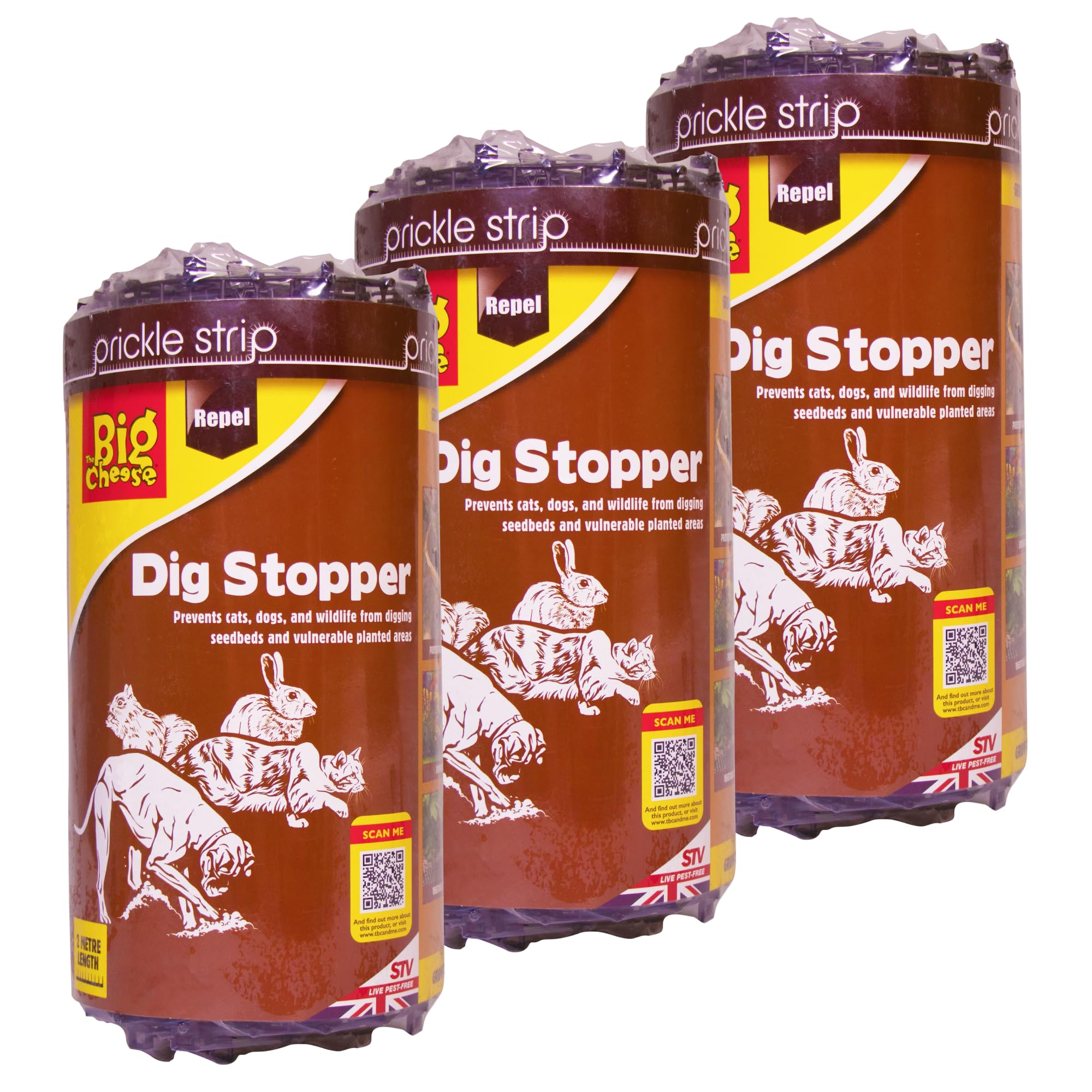 Defenders STV628M Prickle Strip Dig Stopper, Cat & Dog Repellent 28 cm x 2 m, Black 3-Pack