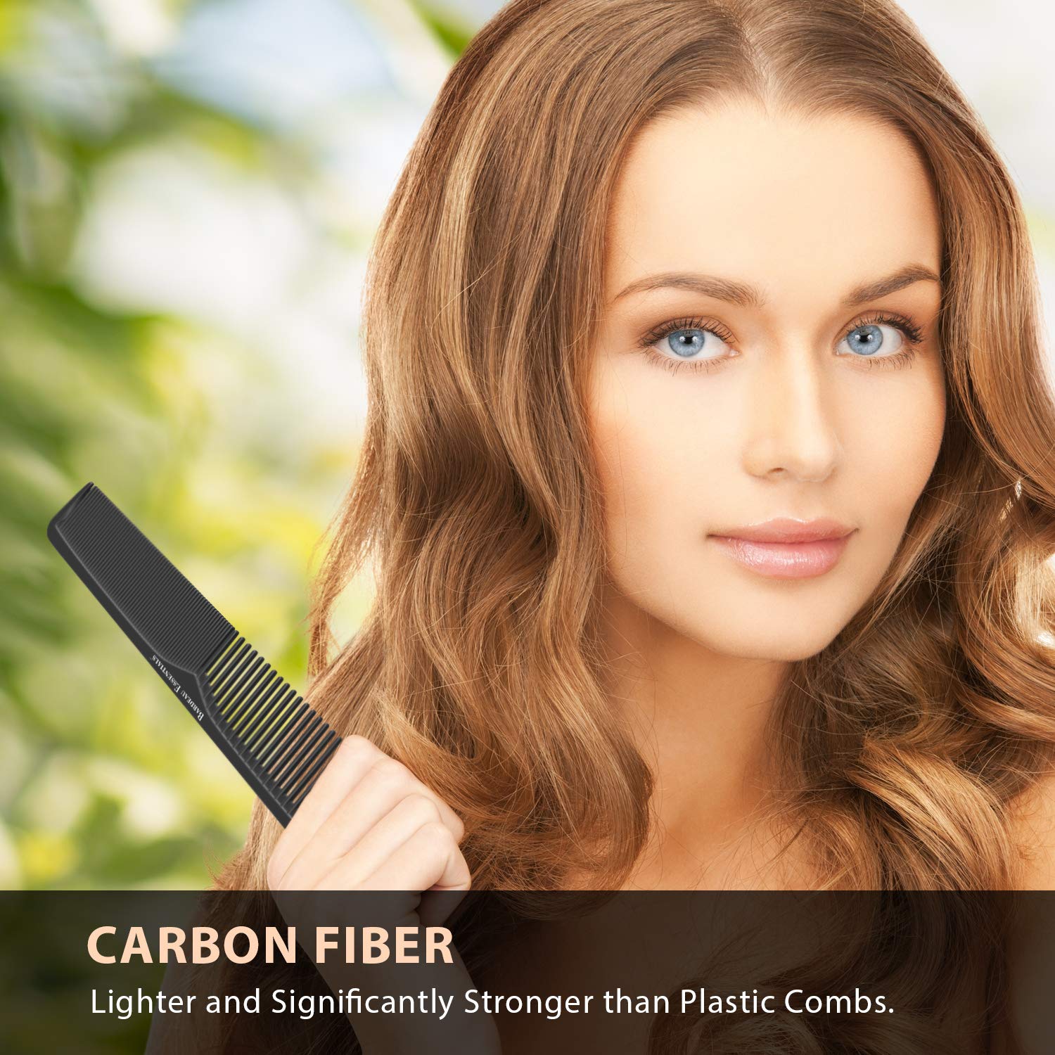Styling Comb (2 Pack) | Professional 7 Inch Black Carbon Fiber Anti Static Chemical And Heat Resistant Comb For All Hair Types | Fine and Wide Tooth Comb For Men and Women | By Bardeau Essentials : Beauty